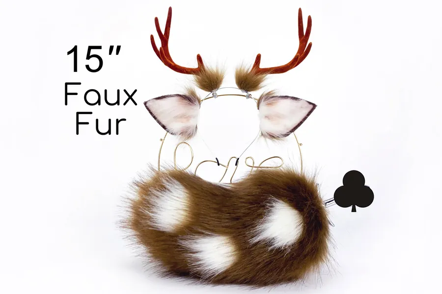 taches blanches brun cerf oreille et queue ensemble fausse fourrure deer oreille bandeau anime cosplay oreille sika cerf oreille et queue oreille animal petplay mature