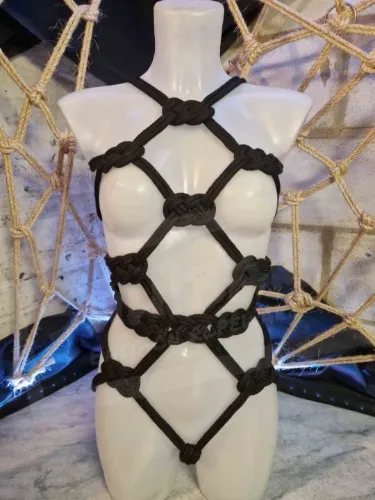 Double Coin Pre-tied Shibari rope bondage full body harness Hishi karada rope dress