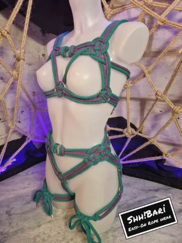 Deviant chest + Hip Harness set Shibari rope bondage pre-tied ropekini cage bra and hip harness hishi karada bikini set
