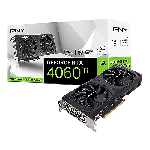 PNY GeForce RTX™ 4060 Ti 16GB Verto™ Dual Fan Graphics Card DLSS 3 (128-bit, PCIe 4.0, GDDR6, HDMI/DisplayPort, Supports 4k, 2 Slot) - 16GB - Dual Fan