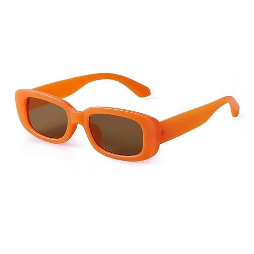 ADE WU Rectangle Sunglasses for Women Men Retro 90s Sunglasses Womens Trendy Rectangular Sun Glasses Y2K Unisex Stylish 2025 - Orange Frame Brown Lens