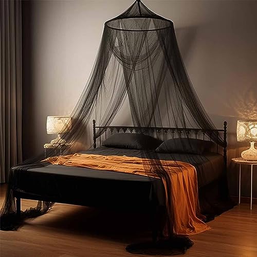 Mosquito Mesh Net for Bed,Black Large Dome Hanging Bed Net Tent for Double/Single Bed,12 Meter Coverage Ideal for Home,Travel,Outdoor Camp - Black
