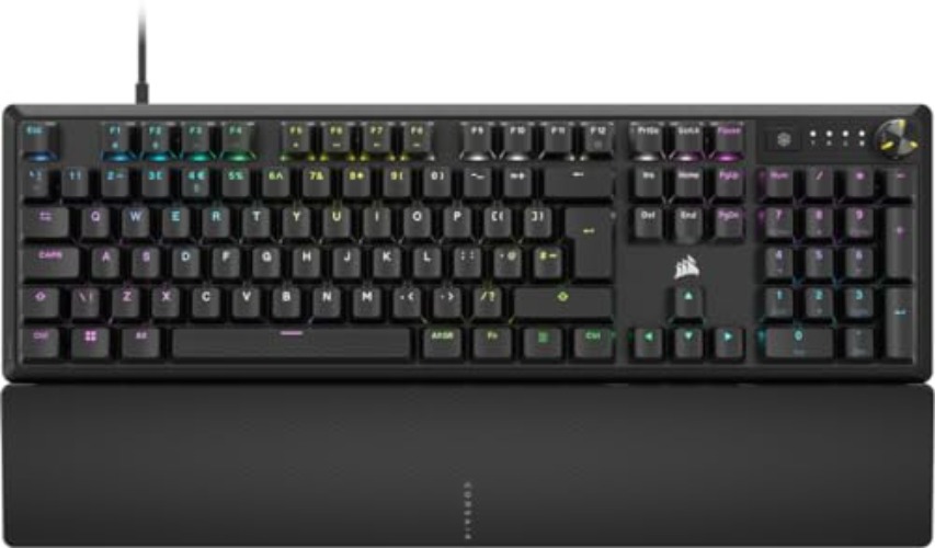 CORSAIR K70 CORE RGB Mechanical Wired Gaming Keyboard with Palmrest – Pre-lubricated Corsair MLX Red Linear Switches – Sound Dampening – iCUE Compatible – QWERTY UK – PC, Mac, PS5, PS4, Xbox – Black
