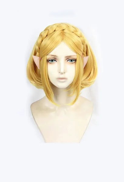 The Legend of Zelda Cosplay Gold Short Bob Wig with Elf Ears
