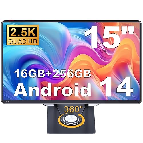 jumper 15 inch Tablet 2.5K Display, Helio G99 Octa-Core Processor(Beat Unisoc T618), Android 14 Tablet with Foldable Stand, 16GB RAM 256GB ROM, 10000mAh, 4 Speakers, BT5.0, 2.4G/5G WiFi, 13MP Camera