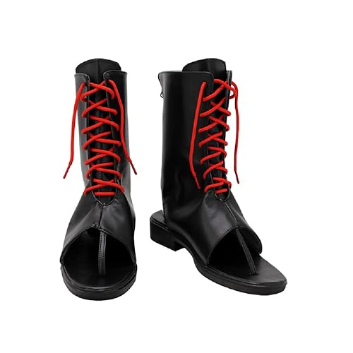 Jioseis GGST Baiken Cosplay Shoes Black Sandal Boots Halloween Party - Female US 8.5/EU40