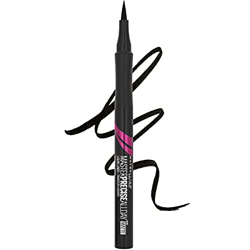 Maybelline Liquid Eyeliner, Super Saturated Pigments, Long-lasting Intense Colour, Felt Tip Applicator, Eyestudio Master Precise All Day, Black, 0.034 fl. oz.