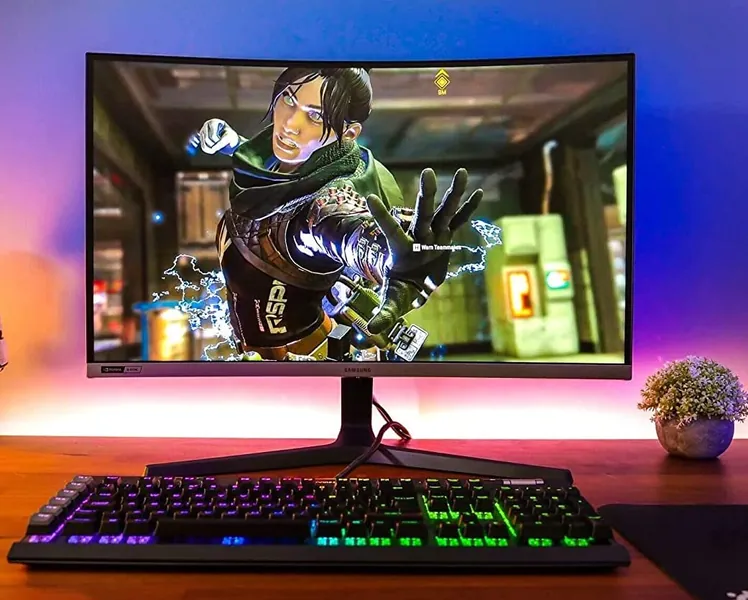 SAMSUNG 27-Inch CRG5 240Hz Curved Gaming Monitor Computer Monitor, 1920 x 1080p Resolution, 4ms Response Time, G-Sync Compatible, HDMI, Dark Blue/Gray