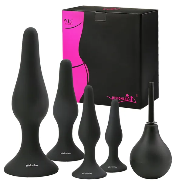 Hisionlee Sexy Toys 4PCS Anal Plug Set Silicone Anal Butt Plug Adult Sex Toys for Women,Men and Beginners(Black) - Black