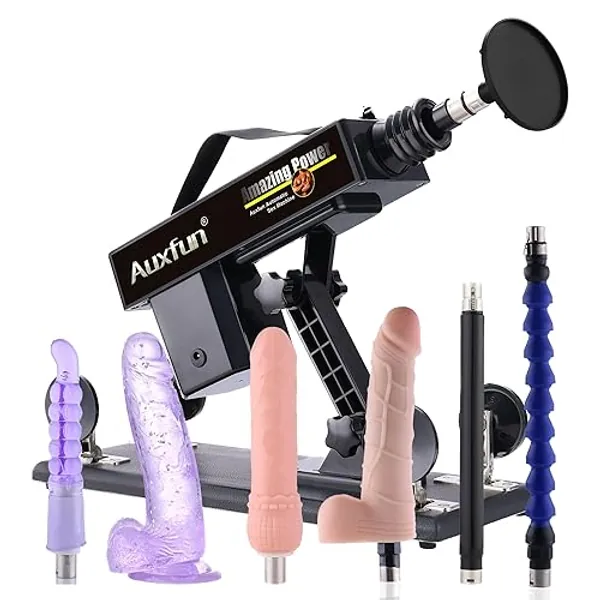 AUXFUN Sex Machine Thrusting Dildo Fuck Machine Juguetes Sexuales with Suction Cup Adapter,Thrusting Machine Dildo Machine Sex Toy for Women,Couple Sex Toys for Men with 7 Attachments 3XLR Connector
