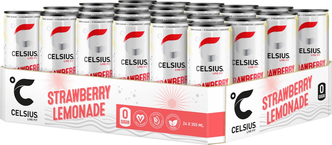 Celsius Strawberry Lemonade -energiajuoma, 355 ml, 24-pack 44,99