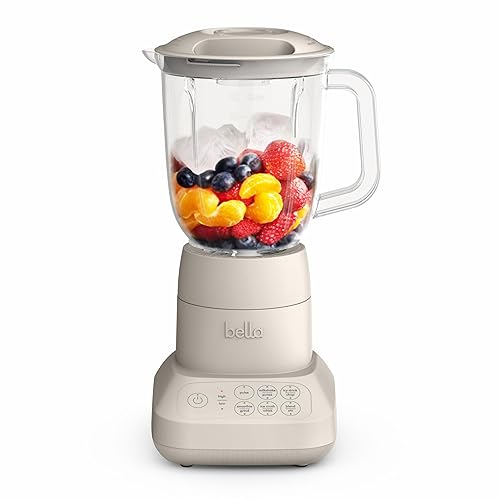 bella 10 Speed Countertop Blender, Juicer & Smoothie Maker, Fits-anywhere™ Kitchenware, Slim Flip & Store Design, Dishwasher Safe 48oz Capacity Pitcher & Lid, Stainless Steel Blade, 450 Watt, Oatmilk - Oatmilk