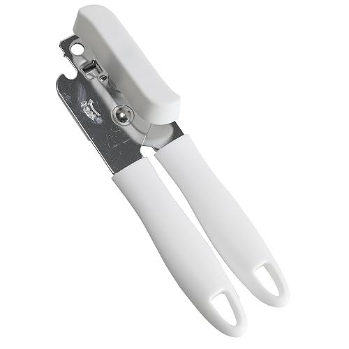 Chef Craft Select Stainless Steel Can Opener with Plastic Handle, 7.5 inches in Length, White