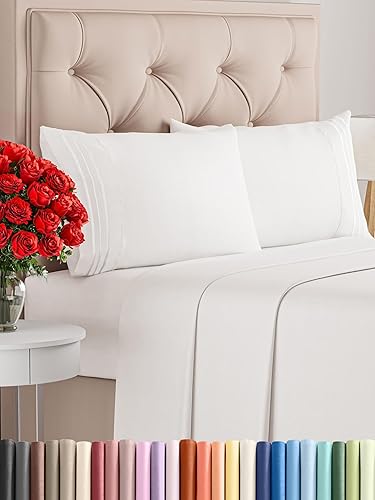 King Size 4 Piece Sheet Set - Comfy Breathable & Cooling Sheets - Hotel Luxury Bed Sheets for Women, Men, Kids & Teens - Deep Pockets, Easy-Fit, Wrinkle Free Sheets - Antique White Oeko-Tex Bed Sheets - King - 02 - Antique White