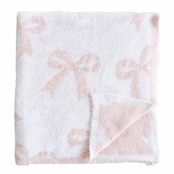 CuddleLane™ Luxe Blankets | Bows* | Baby Blanket (40" x 30") / Light Pink Bows