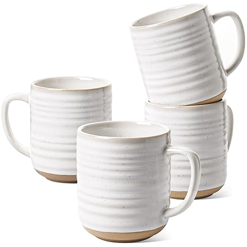 LE TAUCI Coffee Mugs 12 oz, Ceramic Mug Set, Housewarming Wedding Present, Coffee Cups for Latte, Hot Tea, Cappuccino, Mocha, Cocoa - Set of 4, Arctic White - 12 oz
