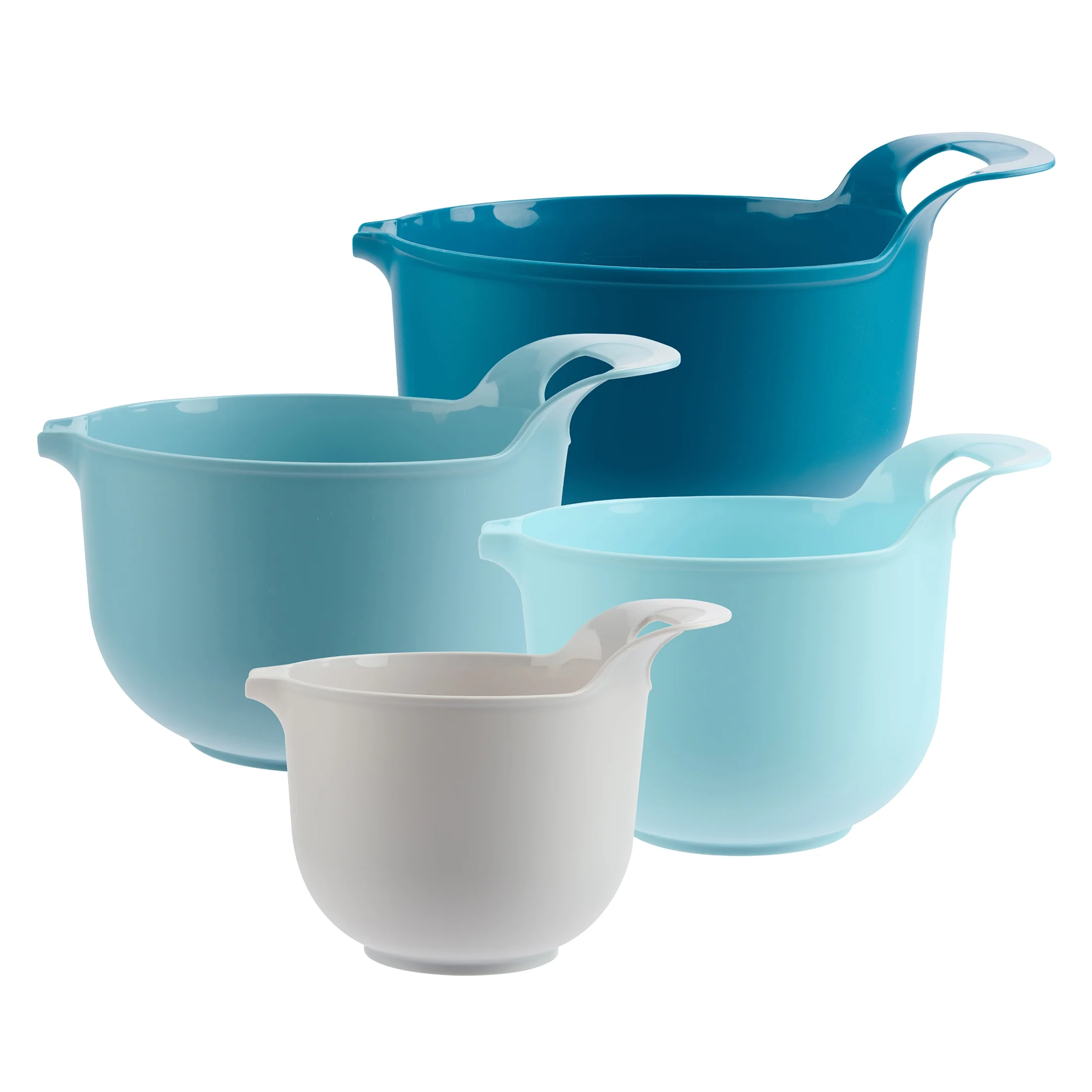 Mainstays 4 Piece Nesting Plastic Mixing Bowl Set with Pour Spouts and Handles, Blue - Walmart.com