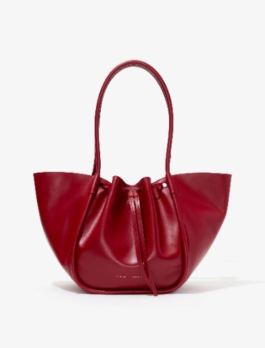 Large Ruched Tote in Shiny Calf | Rosewood / OS / HB243067-C524S-615