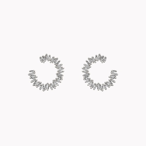 Mini Diamond Spiral Earrings | White Gold