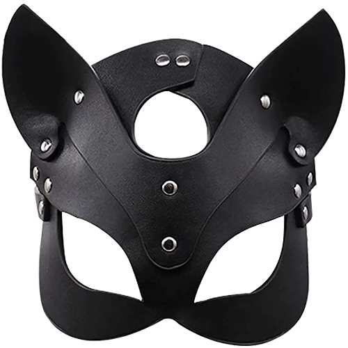 Woman Leather Cat Mask Costume Bunny Fox Masks,Animal Half Face Mask Cosplay Halloween Party Women Ladies