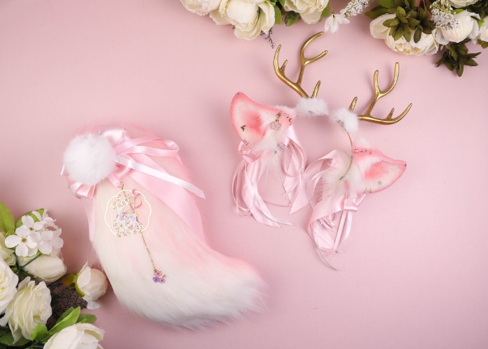 Catzo Golden Deer tail & ears set