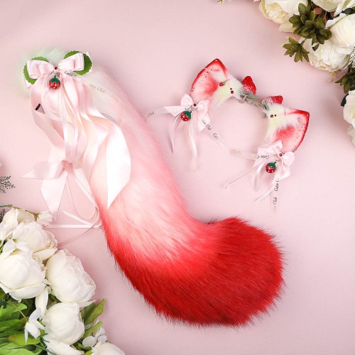 Catzo Strawberry Kitten tail & ears set