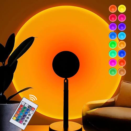 Balkwan 16 Color Remote Sunset Lamp Sun Projection Lamp Romantic Visual Led Light Network Light with USB Modern Night Light for Living Room Bedroom Décor - mulitcolor