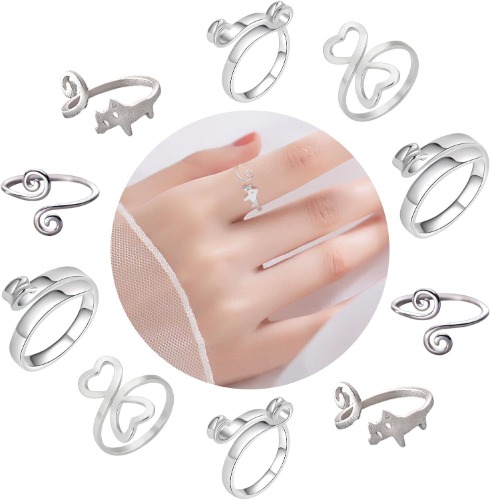 Adjustable Crochet Rings for Perfect Tension - Set of 10 Finger Yarn Guides for Cat and Snake Yarn Rings