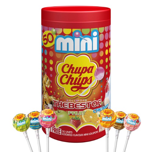 Chupa Chups Best of Mini Tube Small Lollipops, 50 Count
