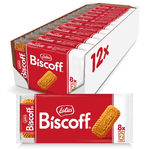 Lotus Biscoff Classic Biscuits 8x2 pack - 124g (Box of 12) - Bulk $20.00 ($0.67 / 100 g)