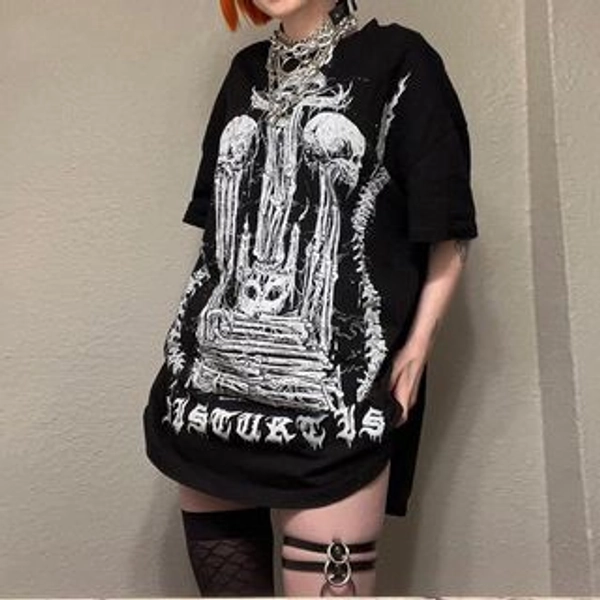 Elbow-Sleeve Round Neck Print T-Shirt