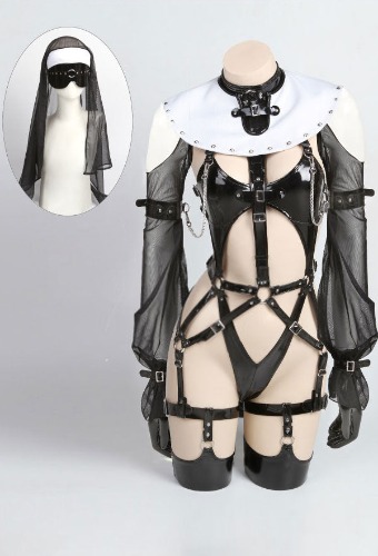 Soul Snatch | "Well Disciplined" Nun Harness - Dark Sin (Mesh) / S(74cm Stockings)