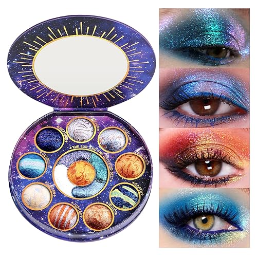 TINTARK Galactic Assemble Eyeshadow Palette 14 Colors -Metallic Shimmer Glitter Sparkle Eye Shadow Pallet, Highly Pigmented, Galaxy Eye Makeup Palette Create Space-like Eye Looks, Vegan & Talc Free - Galaxy