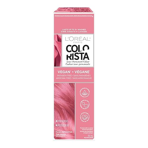 L’Oréal Paris Colorista Semi Permanent Hair Color for Bleached or Blonde Hair, 200 Pink, Color Depositing Hair Mask Formula, 1 EA (Packaging May Vary) - Pink - SEMI PERMANENT