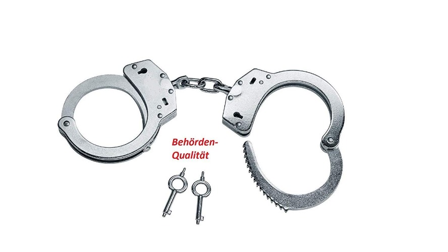 VIKING GEAR® echte Profi Handschellen aus gehärtetem Stahl in silber mit 2 Schlüsseln - Behrödenqualität - Security Zubehör - Survival Gear - Notfallausrüstung - 