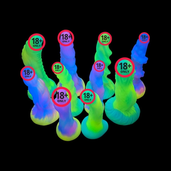 Silicone Fantasy Dildoes for Women and Men, Suction Cup Adult Toy Glow in the Dark