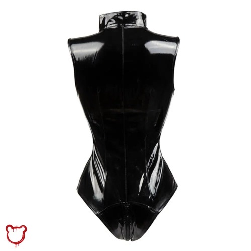 Gothic PU Latex Bodysuit - Black / L