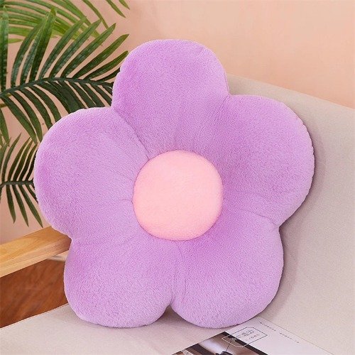 Colorful Cute Kawaii Flower Cozy Cushion - Purple
