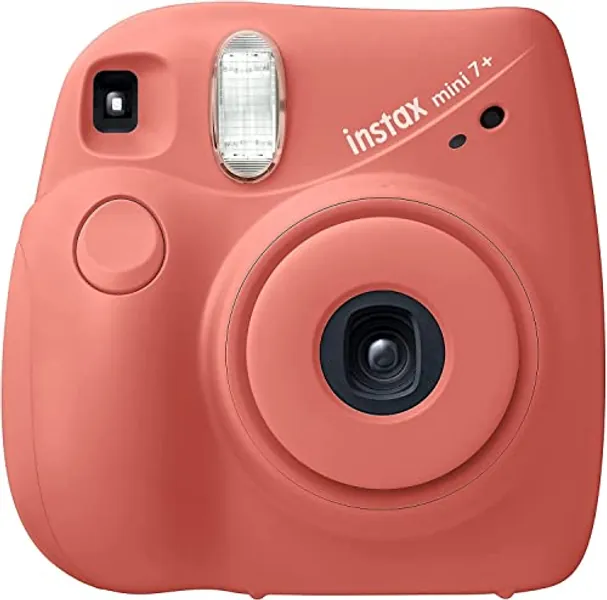 Fujifilm Instax Mini 7+ Camera, Easy to Operate, Portable, Handy Selfie Mirror, Polaroid Camera, Perfect for Beginners and Experts, Sleek and Stylish Design - Coral (Renewed)