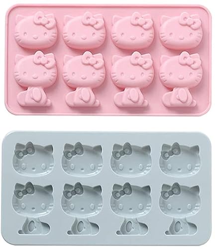 INKU Hello Kitty Silicone Molds 2Packs Fondant hello kitty mold Cake Mold,Ice Mold,Chocolate tray for Sugarcraft, Birthday Cake Decoration