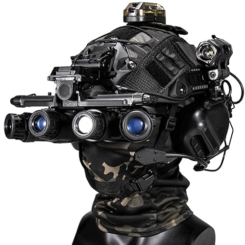 AQzxdc FAST Paintball Helmet Sets, with Tactical Headset and Telescope Model, Visor & Goggles, Flashlight, Signal Flashing Light, NVG Mount, for Airsoft Shooting And Hunting Game Bbs - Bk e
