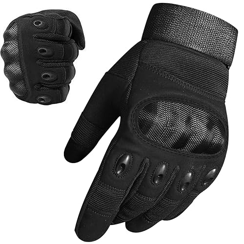 WESTWOOD FOX WFX Motorcycle Gloves for Men and Women Hard Full Finger Touchscreen Motorbike Gloves for Bike Riding - Black - S