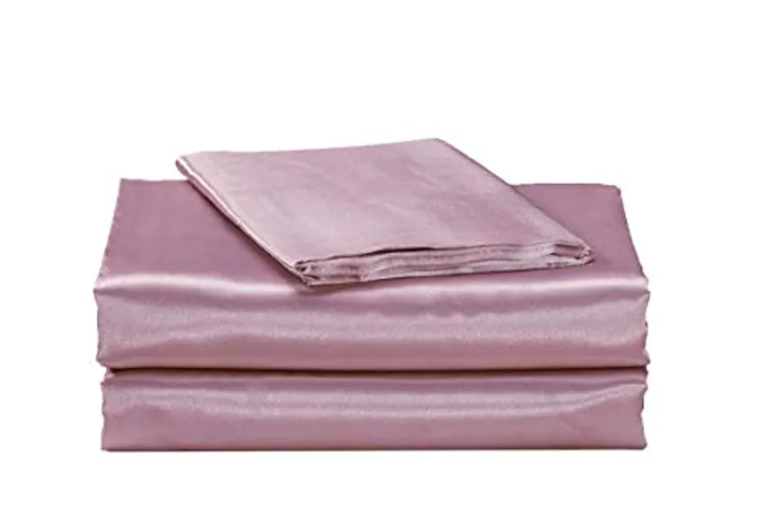 EliteHomeProducts EHP Super Soft and Silky Satin Sheet Set (Solid/Deep Pocket) (Full, Light Pink)