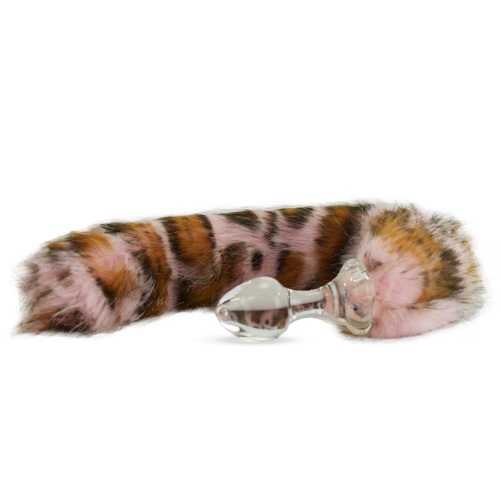 Pink Snow Leopard Crystal Minx Faux Fur Tail Plug | Long / Medium