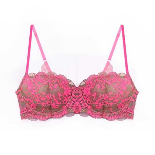 Wild lace balconette Bra - 34B / Neon Pink