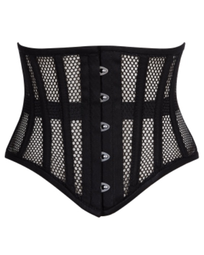 Waist Training Mesh Steel Boned Waspie Corset | M (For Waist 30") / Black
