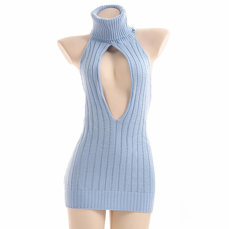 Hollow Out Front Backless Virgin Killer Cosplay Sweater