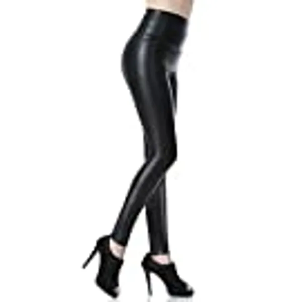 Everbellus Sexy Womens Faux Leather High Waisted Leggings
