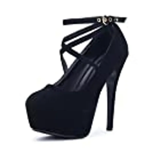 OCHENTA Women's Ankle Strap Platform Pump Party Dress High Heel