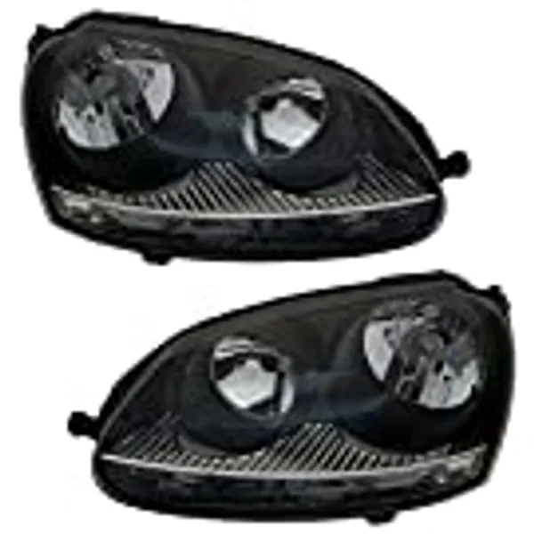 TYC Scheinwerfer Set in Schwarz + LWR Stellmotoren, Links + rechts